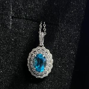 Blue topaz white sterling 18’ necklace